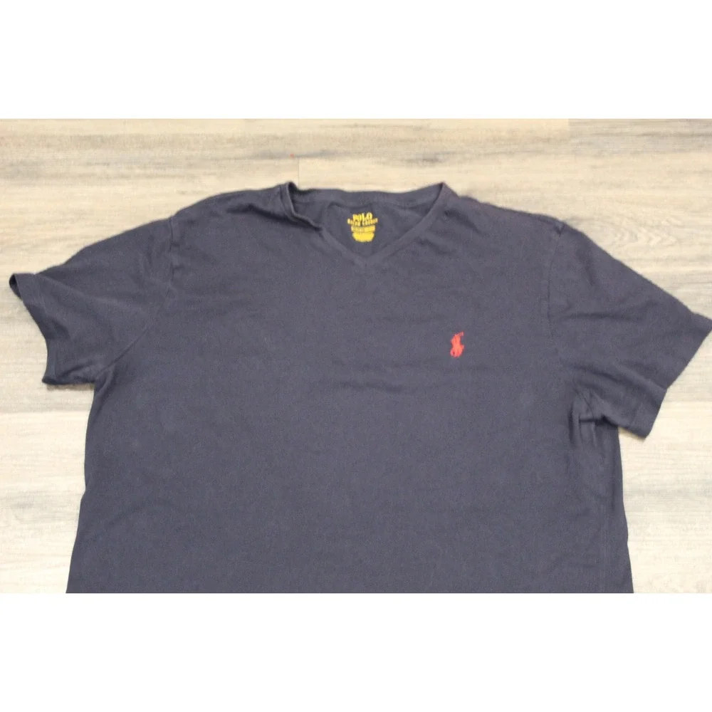 Polo Ralph Lauren Mens V-Neck T-Shirt Red Pony‎ Logo Casual Tee
